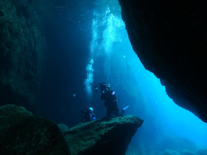 青の洞窟で撮影