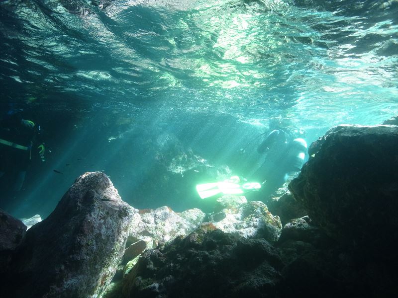 青の洞窟で撮影